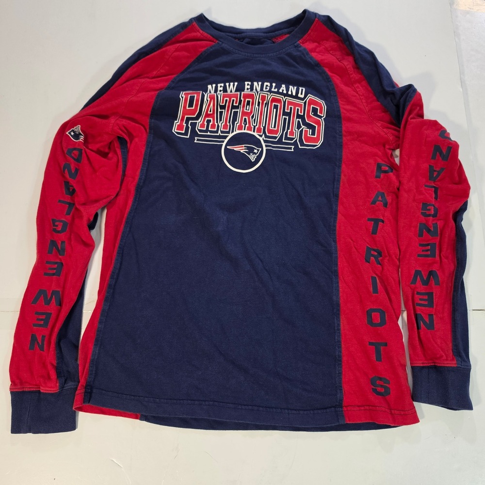 Hands High New England Patriots Mens Medium Long Sleeve Raglan T-Shirt Navy Red